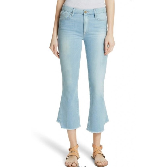 FRAME Le Crop Gusset Step Hem Mini Boot Jeans - Picture 1 of 8